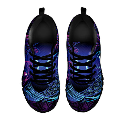 Dark Pisces Zodiac Sign Print Black Sneakers