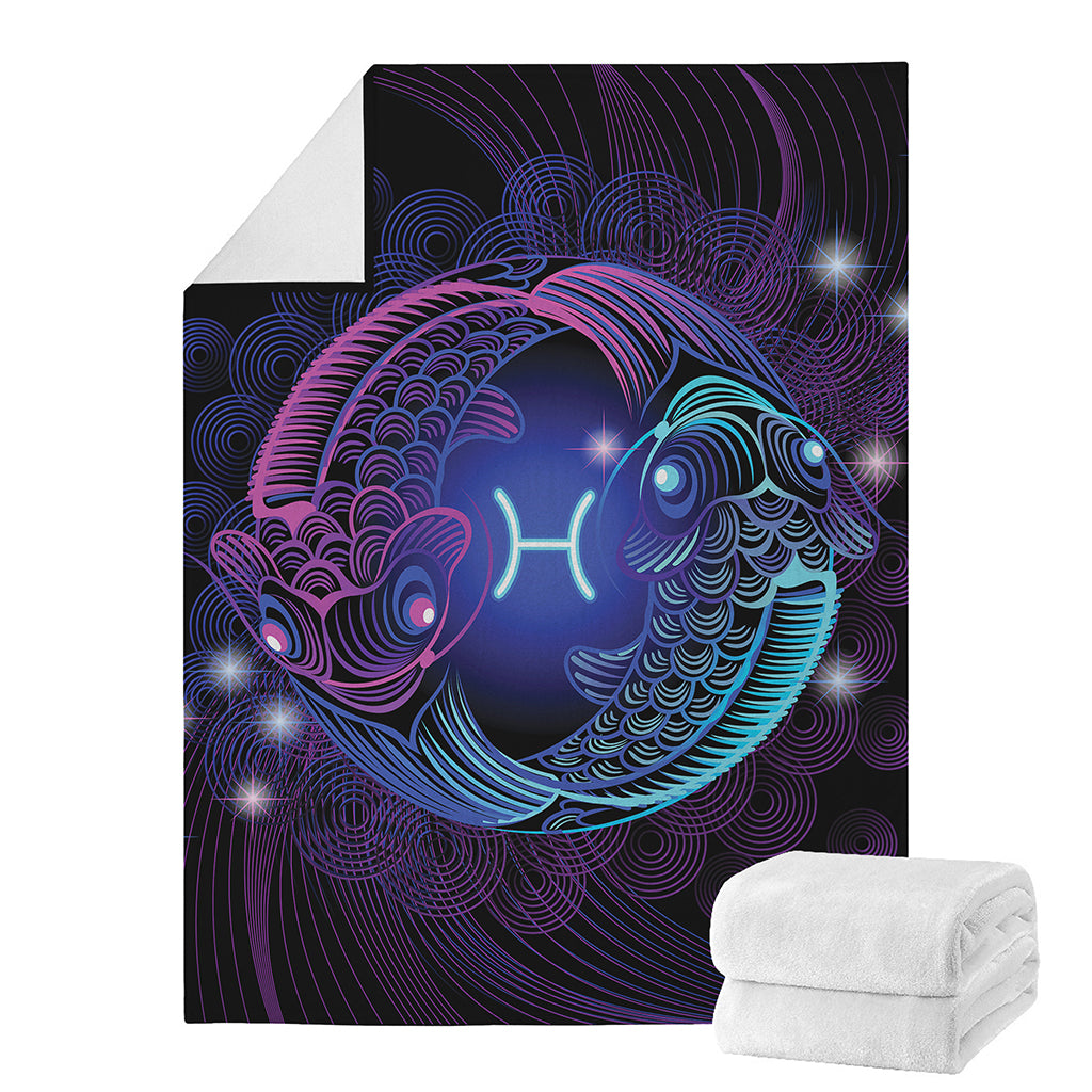 Dark Pisces Zodiac Sign Print Blanket