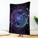 Dark Pisces Zodiac Sign Print Blanket