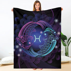 Dark Pisces Zodiac Sign Print Blanket