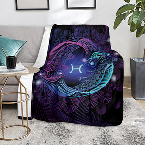 Dark Pisces Zodiac Sign Print Blanket