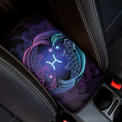 Dark Pisces Zodiac Sign Print Car Center Console Cover