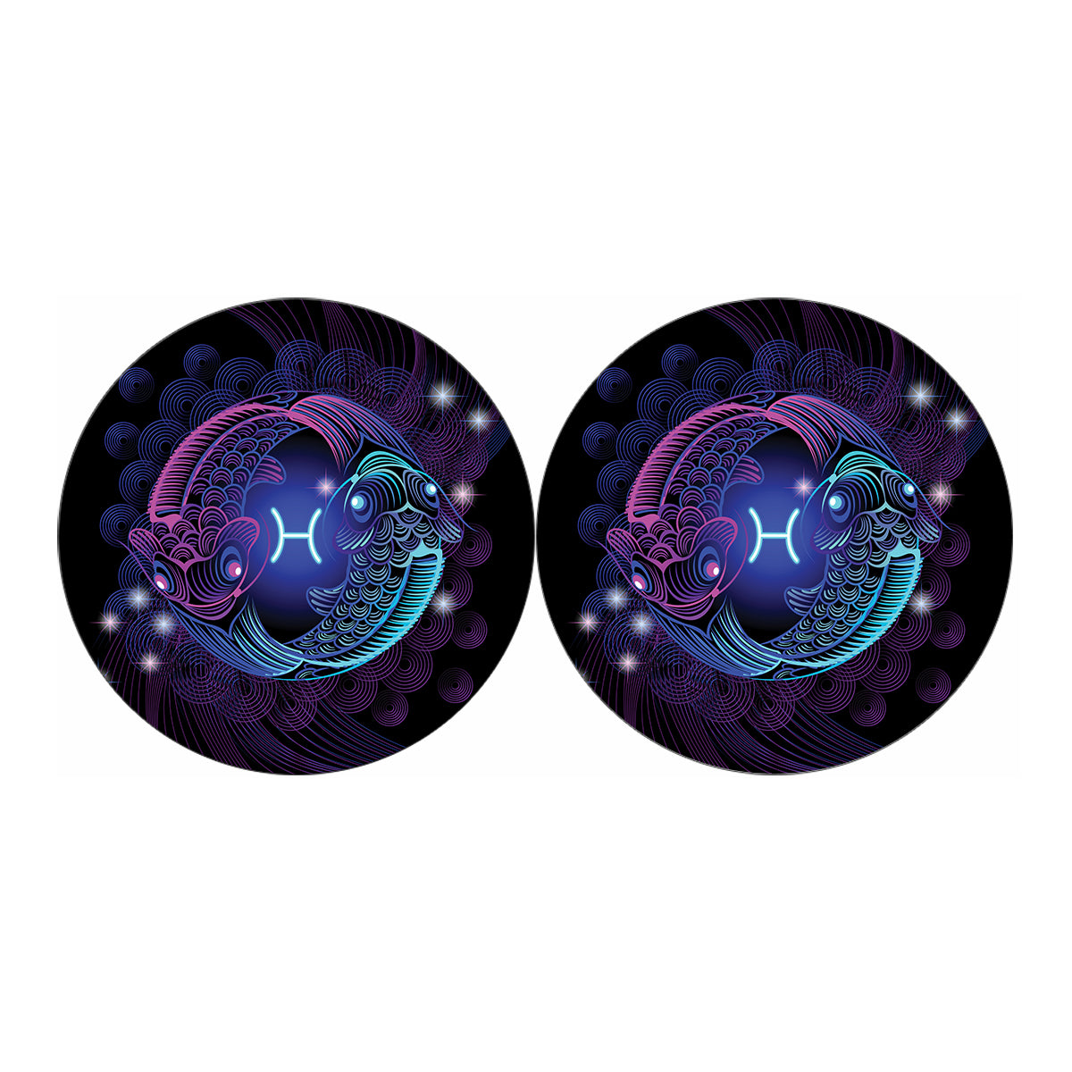 Dark Pisces Zodiac Sign Print Car Coasters
