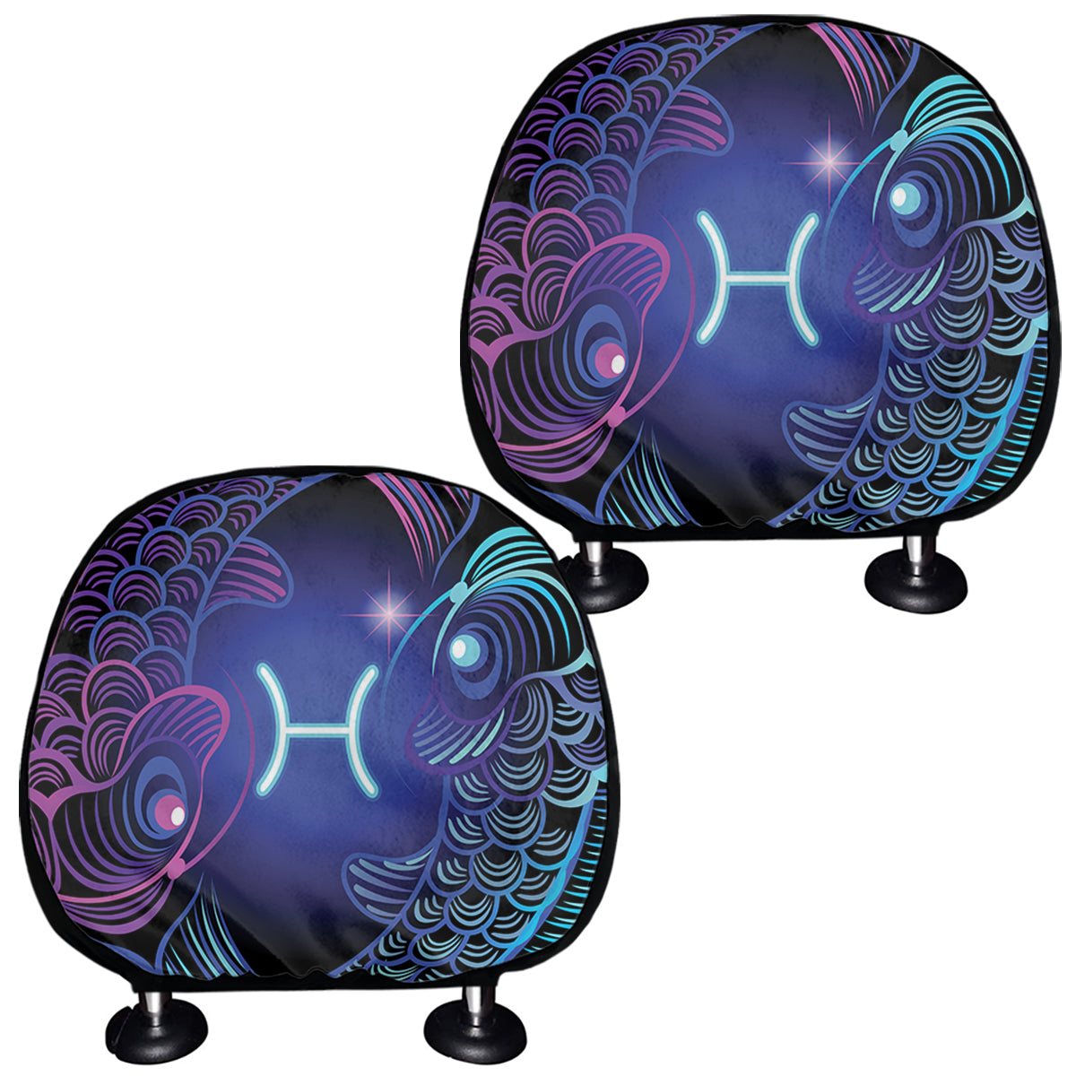 Dark Pisces Zodiac Sign Print Car Headrest Covers