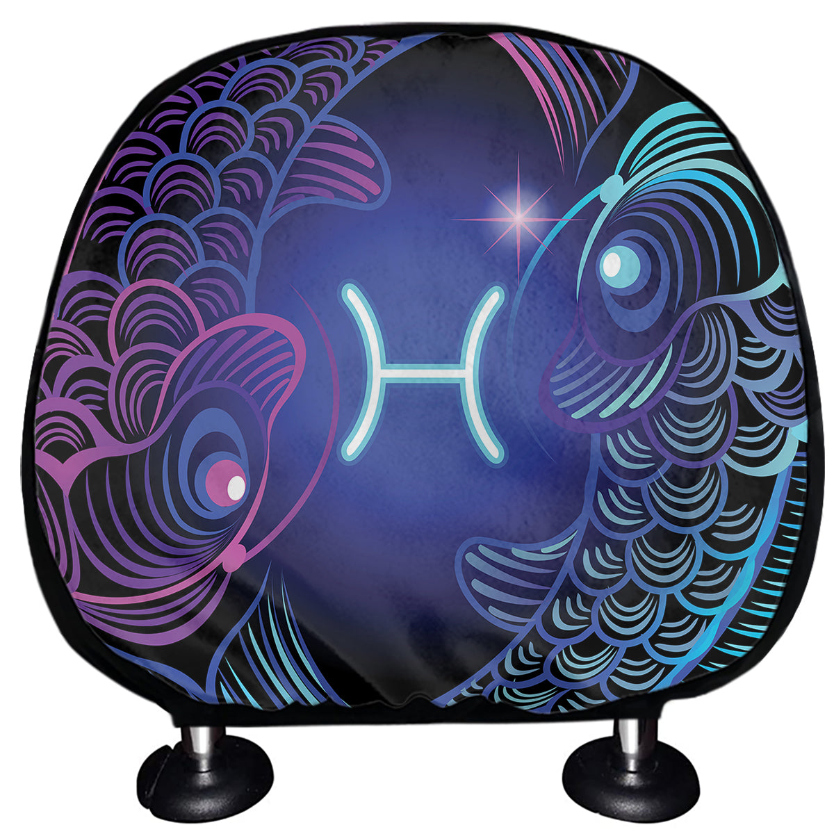 Dark Pisces Zodiac Sign Print Car Headrest Covers