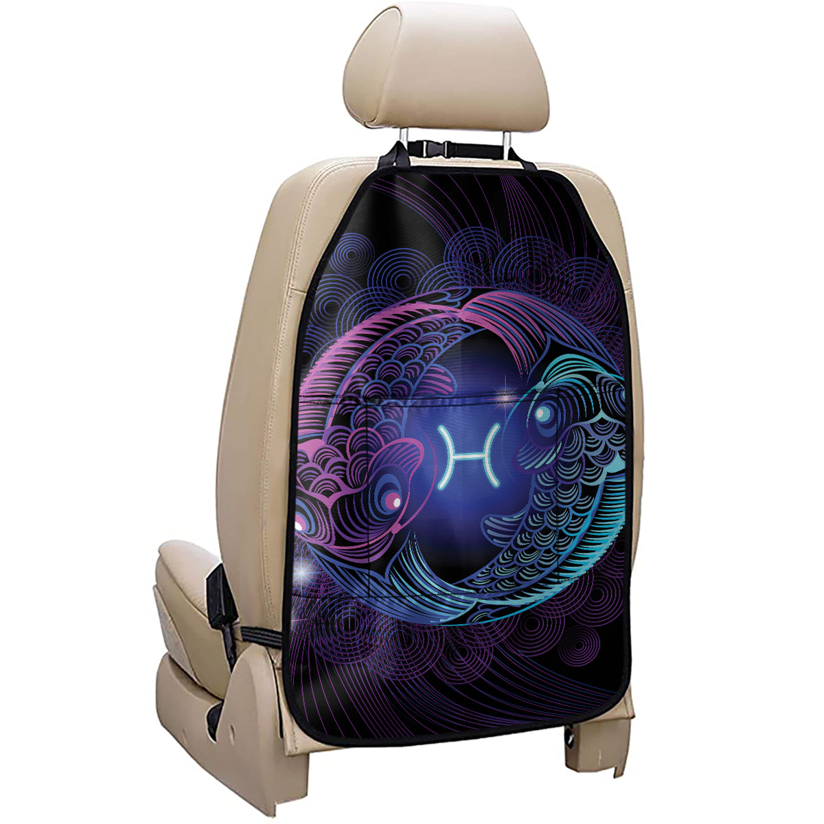 Dark Pisces Zodiac Sign Print Car Seat Organizers