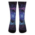 Dark Pisces Zodiac Sign Print Crew Socks