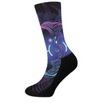Dark Pisces Zodiac Sign Print Crew Socks