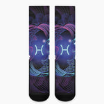 Dark Pisces Zodiac Sign Print Crew Socks
