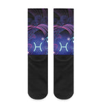Dark Pisces Zodiac Sign Print Crew Socks