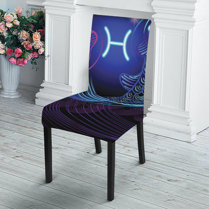 Dark Pisces Zodiac Sign Print Dining Chair Slipcover
