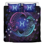 Dark Pisces Zodiac Sign Print Duvet Cover Bedding Set