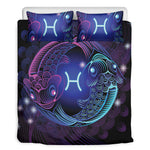 Dark Pisces Zodiac Sign Print Duvet Cover Bedding Set