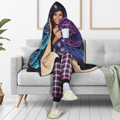 Dark Pisces Zodiac Sign Print Hooded Blanket