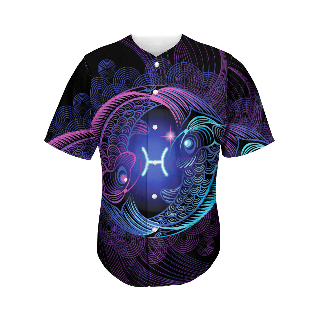 Dark Pisces Zodiac Sign Print Men's Baseball Jersey