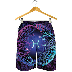 Dark Pisces Zodiac Sign Print Men's Shorts