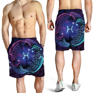 Dark Pisces Zodiac Sign Print Men's Shorts