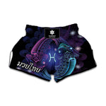 Dark Pisces Zodiac Sign Print Muay Thai Boxing Shorts