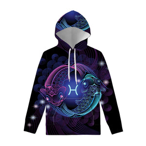 Dark Pisces Zodiac Sign Print Pullover Hoodie