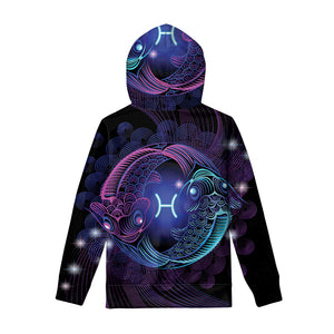 Dark Pisces Zodiac Sign Print Pullover Hoodie