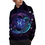 Dark Pisces Zodiac Sign Print Pullover Hoodie