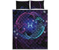 Dark Pisces Zodiac Sign Print Quilt Bed Set