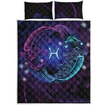 Dark Pisces Zodiac Sign Print Quilt Bed Set
