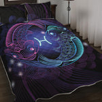 Dark Pisces Zodiac Sign Print Quilt Bed Set