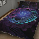 Dark Pisces Zodiac Sign Print Quilt Bed Set