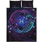 Dark Pisces Zodiac Sign Print Quilt Bed Set