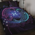 Dark Pisces Zodiac Sign Print Quilt Bed Set