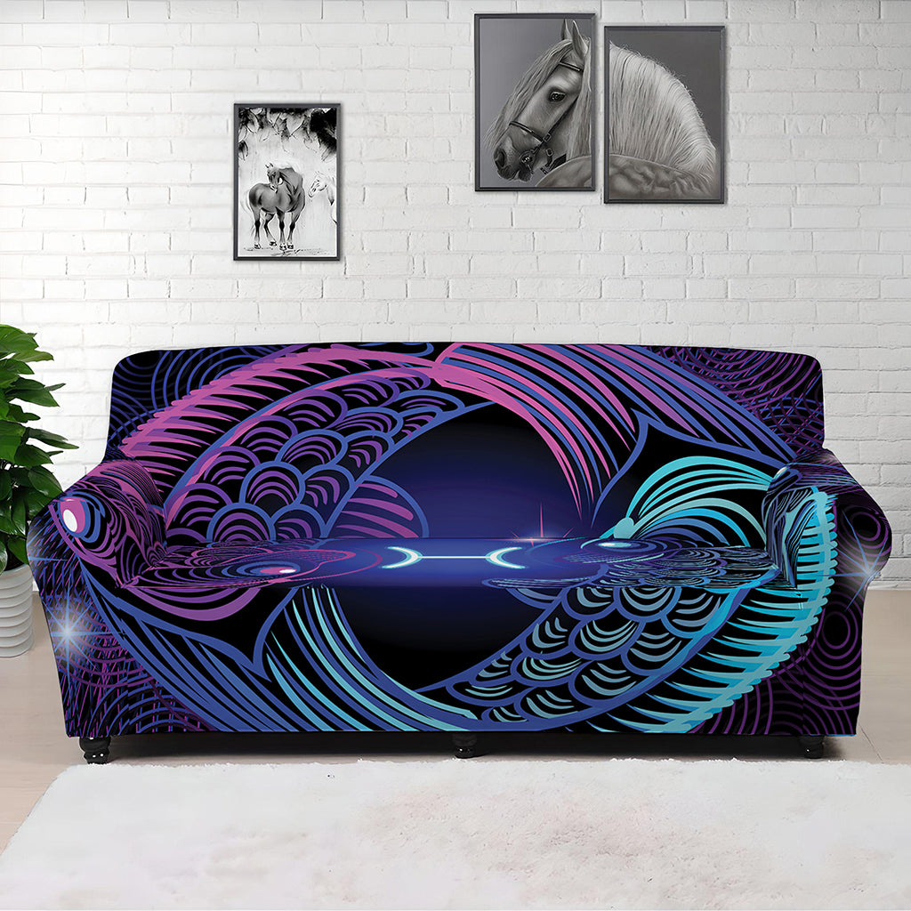 Dark Pisces Zodiac Sign Print Sofa Cover