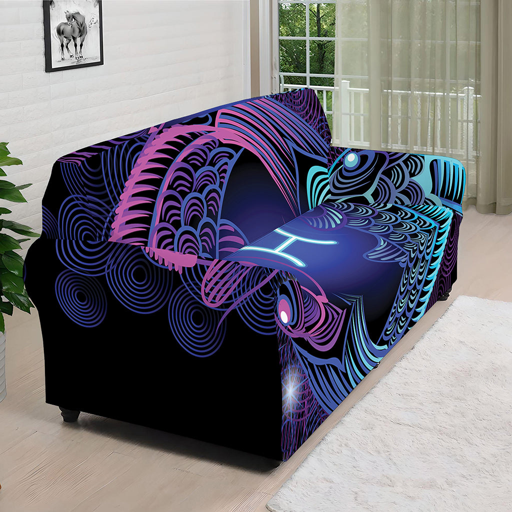 Dark Pisces Zodiac Sign Print Sofa Cover