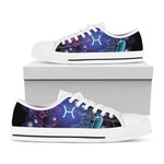 Dark Pisces Zodiac Sign Print White Low Top Shoes