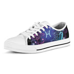 Dark Pisces Zodiac Sign Print White Low Top Shoes