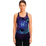 Dark Pisces Zodiac Sign Print Women's Racerback Tank Top