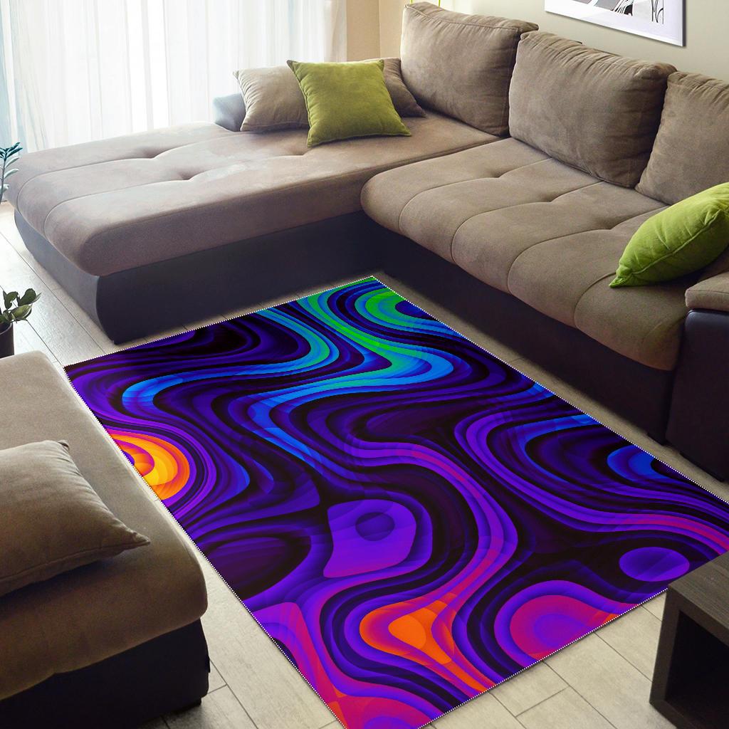 Dark Psychedelic Trippy Print Area Rug GearFrost