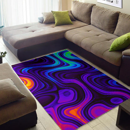Dark Psychedelic Trippy Print Area Rug GearFrost