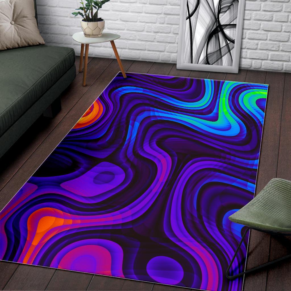 Dark Psychedelic Trippy Print Area Rug GearFrost