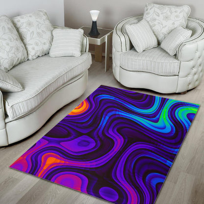 Dark Psychedelic Trippy Print Area Rug GearFrost