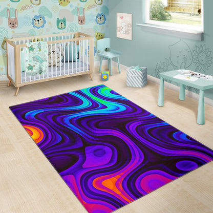 Dark Psychedelic Trippy Print Area Rug GearFrost