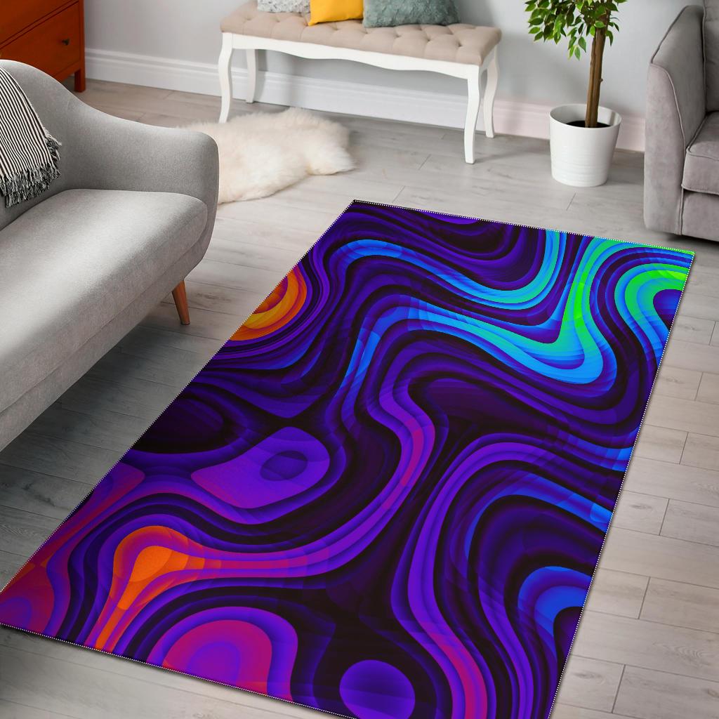 Dark Psychedelic Trippy Print Area Rug GearFrost