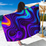 Dark Psychedelic Trippy Print Beach Sarong Wrap