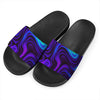 Dark Psychedelic Trippy Print Black Slide Sandals