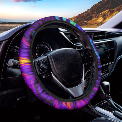 Dark Psychedelic Trippy Print Car Steering Wheel Cover