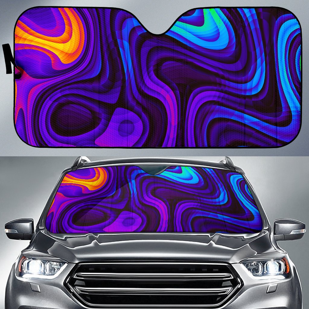 Dark Psychedelic Trippy Print Car Sun Shade GearFrost