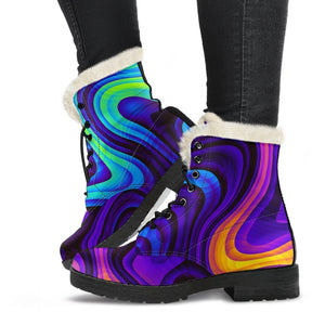 Dark Psychedelic Trippy Print Comfy Boots GearFrost