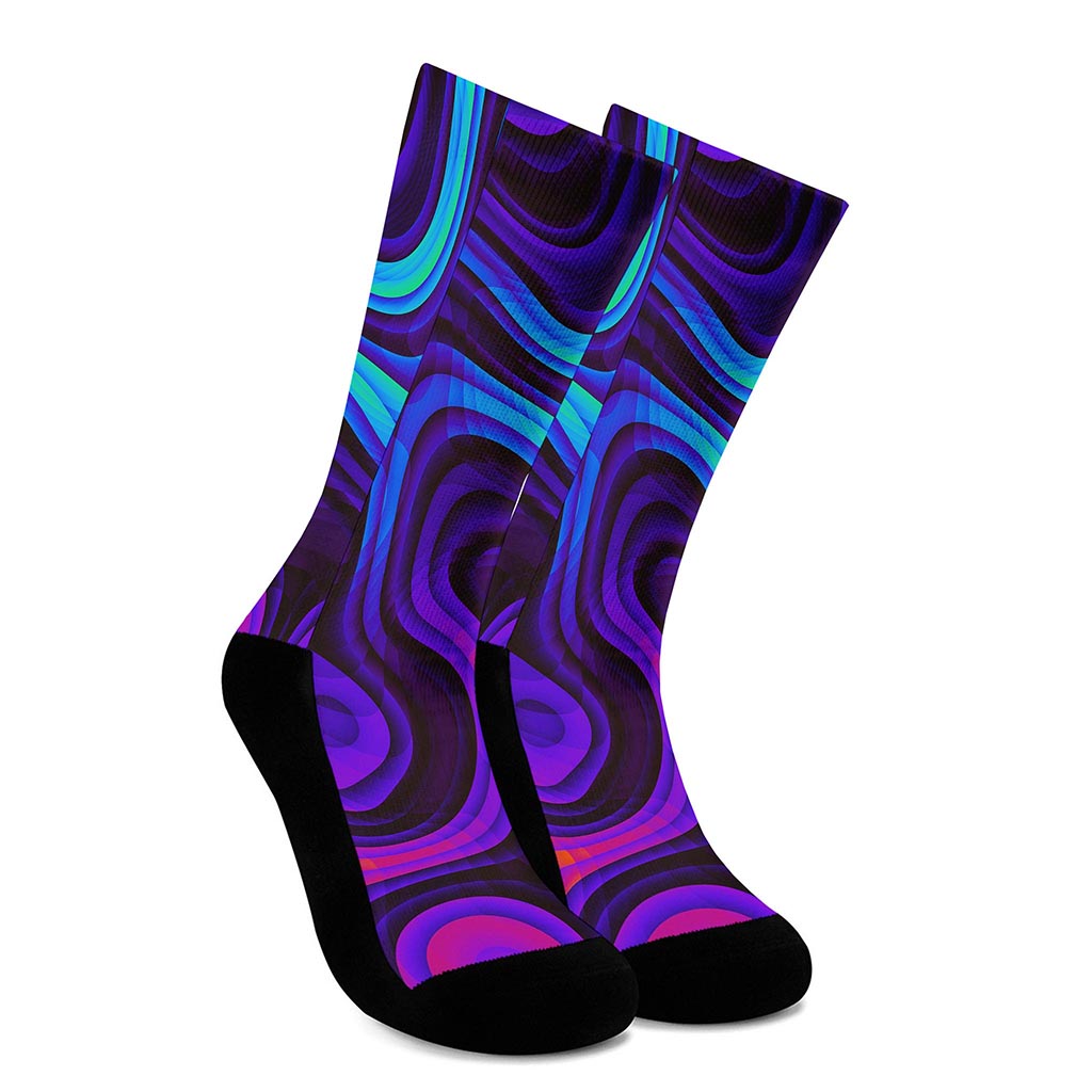 Dark Psychedelic Trippy Print Crew Socks