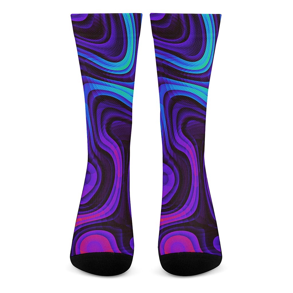 Dark Psychedelic Trippy Print Crew Socks