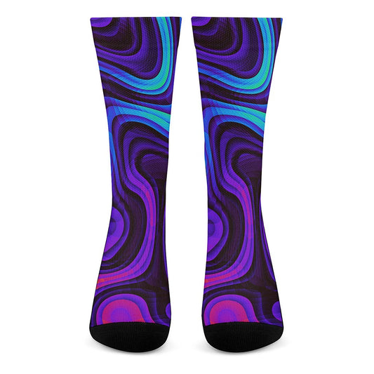 Dark Psychedelic Trippy Print Crew Socks